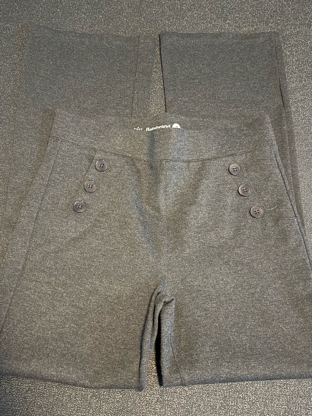 Betabrand Charcoal Gray Bootcut pants with Button Detail